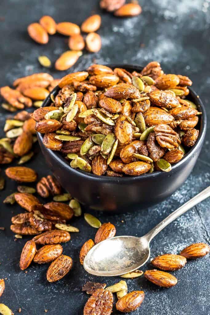 Chai Spiced Mixed Nuts in bowl