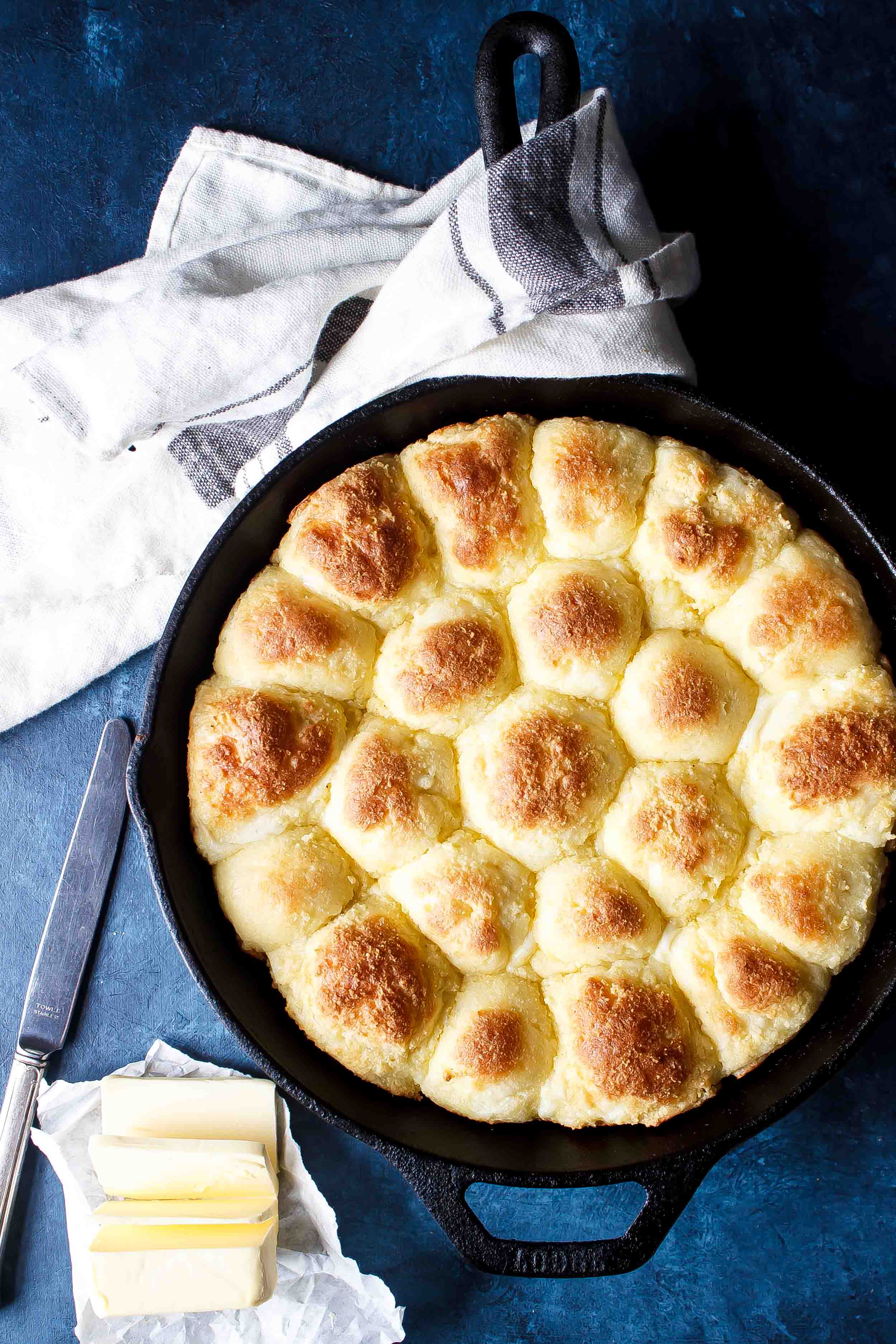 baked rolls in cast iron skillet